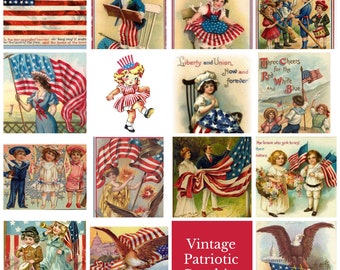 Vintage Patriotic Ephemera Clipart Printable | Immediate Download | Junk Journal ephemera