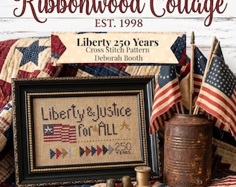 Wzór haftu krzyżykowego „Liberty 250 Years”, wzór amerykański (do pobrania cyfrowego)