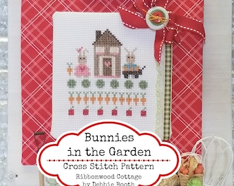 Bunnies in the Garden Spring Cross Stitch Pattern- Immediate Download