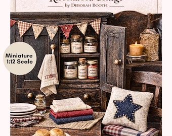 Wzór do szycia: Americana Miniature Tablecloth, ręcznik kuchenny, serwetka, chorągiewka i inne, skala domku dla lalek do pobrania