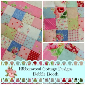 Miniature Quilt-Cottage Style  7" x 7"- Dollhouse Miniature Scale  pattern digital pattern pdf