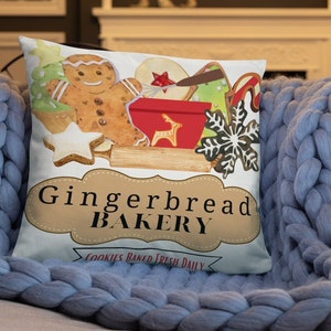 Gingerbread Bakery Accent Christmas Pillow- Basic Pillow
