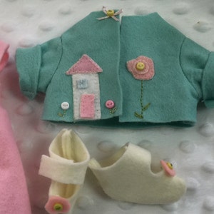 Sewing Pattern Wardrobe Felt Spring Outfit and Shoes for Emma Joy Bunny Doll-PDF pattern for outfit only image 3