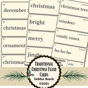 Traditional Christmas Flash Cards, Ephemera, Collage, Digital Download