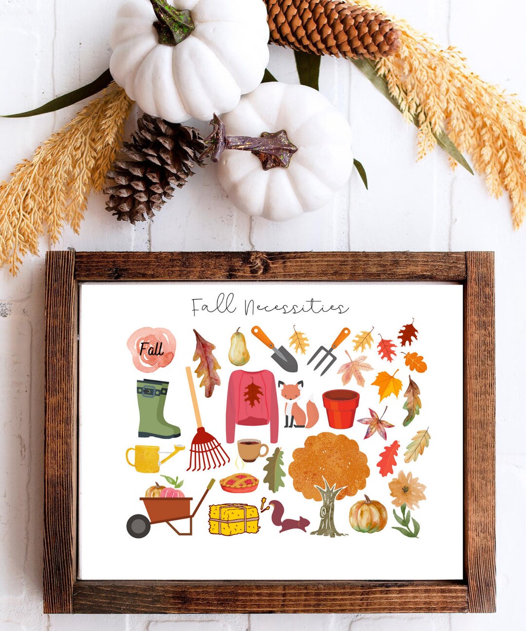 Fall Necessities Watercolor Art Printable - Etsy