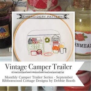 September Vintage Camper Trailer Embroidery PDF Pattern Monthly  Series