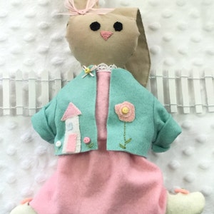 Sewing Pattern Wardrobe Felt Spring Outfit and Shoes for Emma Joy Bunny Doll-PDF pattern for outfit only image 2