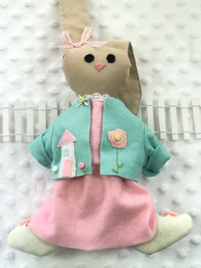 Sewing Pattern Wardrobe Felt Spring Outfit and Shoes for Emma Joy Bunny Doll-PDF pattern for outfit only image 2