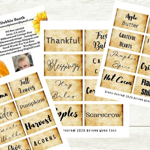Autumn Word Tags Planner Junk Journal Print and Cut