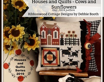 Cross Stitch Series 2019 Houses and Quilts Cows and Sunflowers