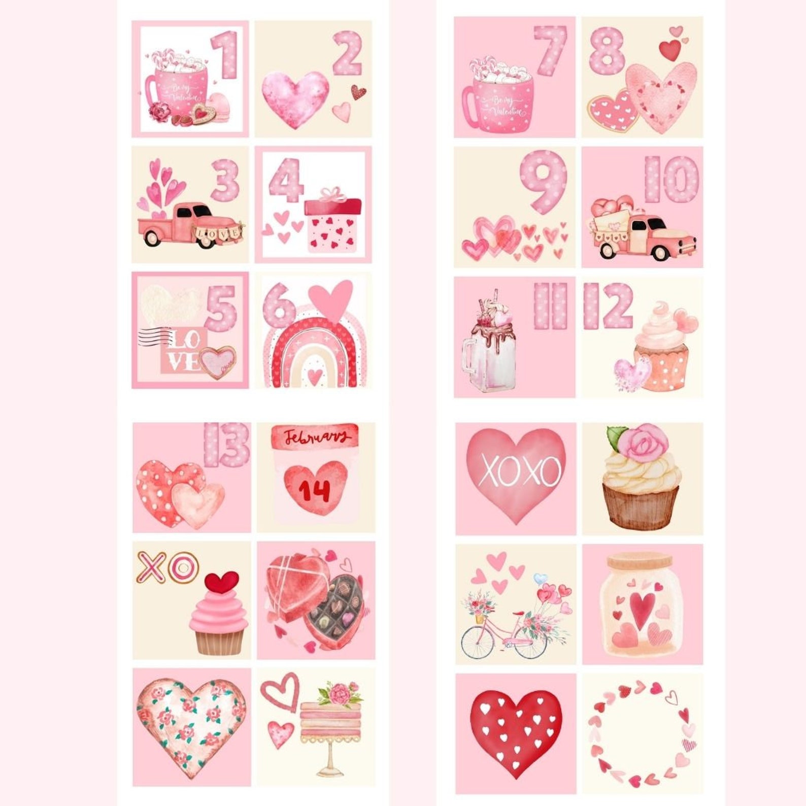 Valentine Countdown Tags Printable Countdown Calendar Classroom Tags ...