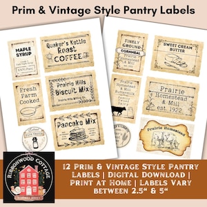 New! Primitive Pantry Labels Digital Download