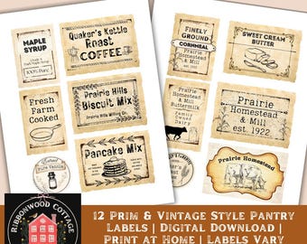 New! Primitive Pantry Labels Digital Download