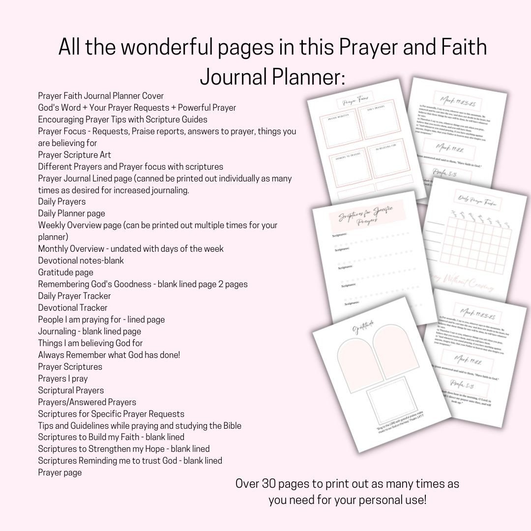 Prayer & Faith Journal Printable | Devotional Planner (A4, A5, Letter ...