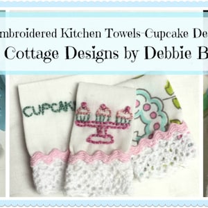 Embroidery Miniature Design Miniature Kitchen Towels-Cupcake Design Dollhouse Scale