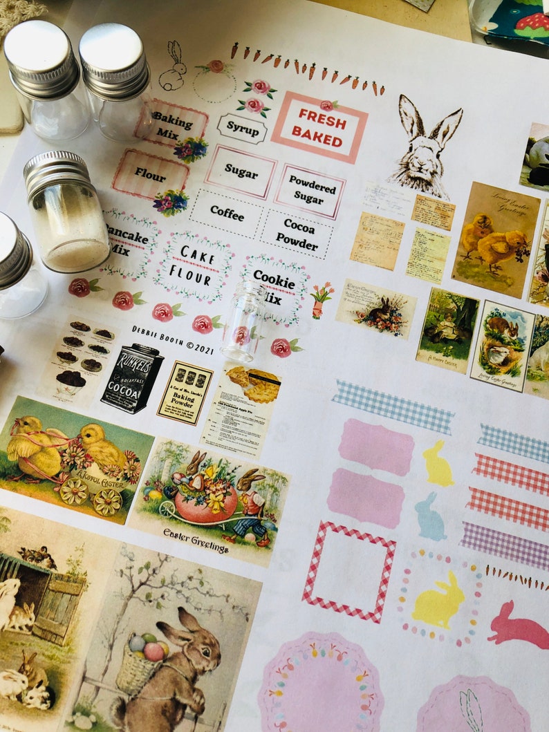 Miniature Spring Labels Clipart and Vintage Art Download | Etsy