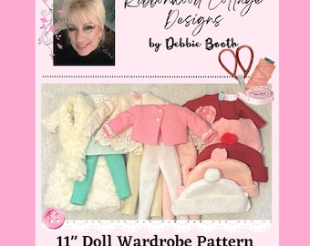 NEW Doll Clothes Wardrobe 11" size Doll pattern (Simple to Sew) pattern Instant Download