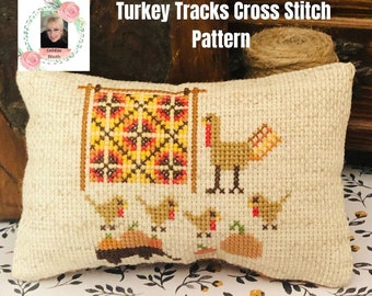 Fall Turkey Tracks  Cross Stitch pattern immediate download