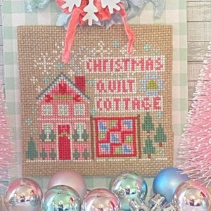Cross Stitch Christmas Quilt Cottage - Cottage Series Cross Stitch Chart Pattern