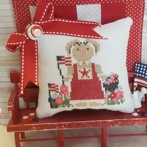 American Flag Cross Stitch Pattern Bunny and Flags American PDF Americana Collection