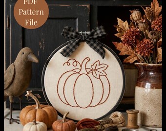 Pumpkin Embroidery Hoop Art  Pattern PDF