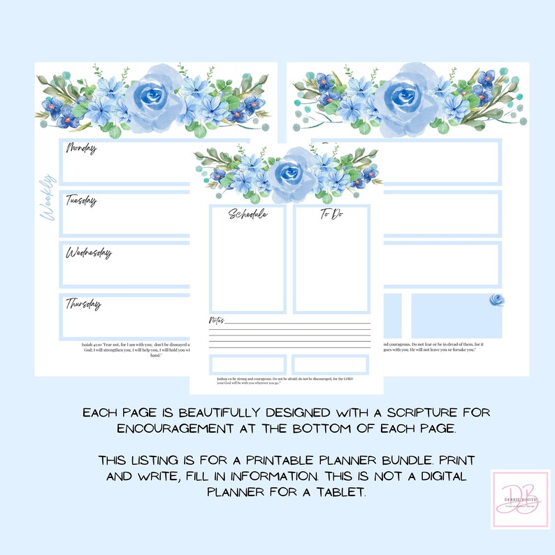 Floral Planner Printable Daily Weekly Monthly Habit Tracker to Do ...