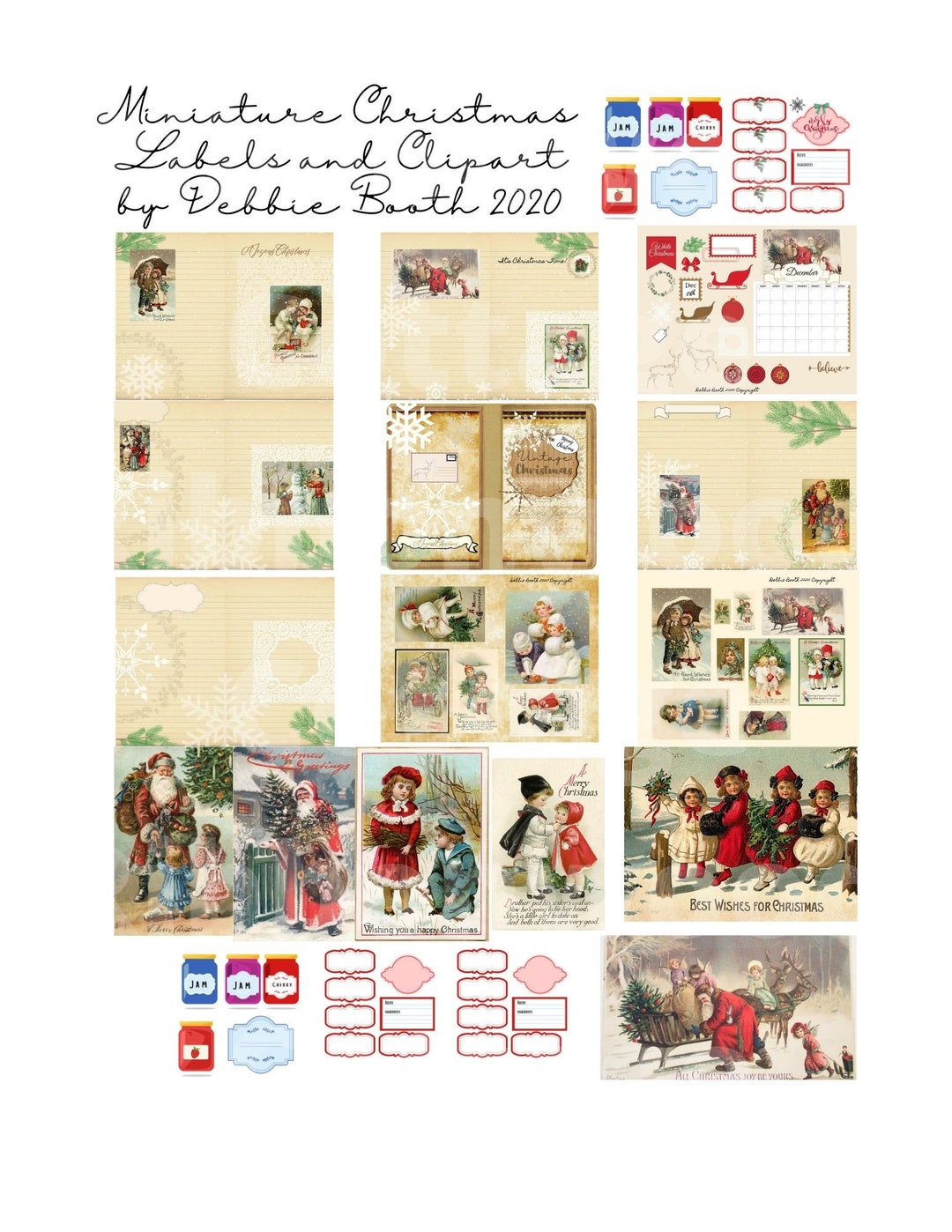 Printable Miniature Christmas Junk Journal and Labels Download - Etsy