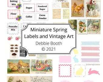 Miniature Spring Labels, Clipart and Vintage Art  Download