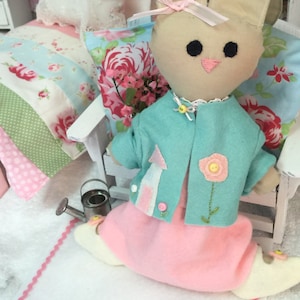 Sewing Pattern Wardrobe Felt Spring Outfit and Shoes for Emma Joy Bunny Doll-PDF pattern for outfit only image 4