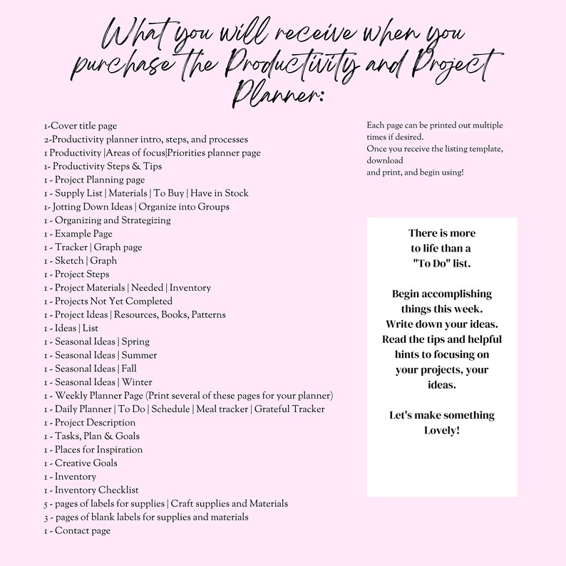 Productivity and Project Planner Printable Template Workbook - Etsy