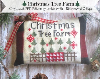 Cross Stitch Pattern Christmas Tree Farm Pillow Tuck Ornament - Cross Stitch PDF Digital  Pattern