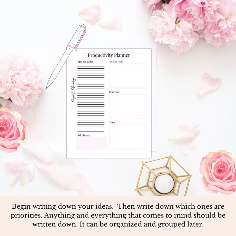 Productivity and Project Planner Printable Template Workbook - Etsy