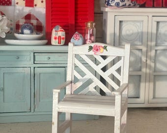 Miniature Doll-Chair Hand Painted Rose dollhouse scale