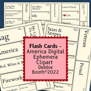 Flash Cards Americana Patriotic Ephemera Printable Clipart  Digital Download
