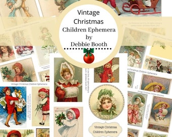 Vintage Christmas Children Ephemera DIGITAL DOWNLOAD