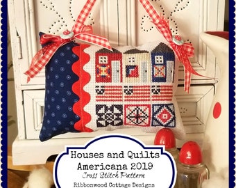 Cross Stitch Series Pattern -Houses and Quilts Americana 2019 PDF Americana Collection