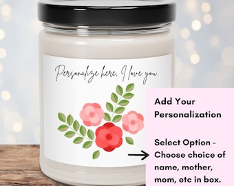 Mothers day Gift - White Soy Candle Personalized Gift for Mom