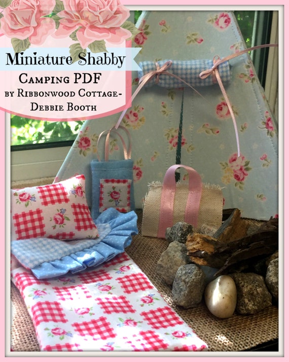 Miniature Shabby Camping Sewing Pattern, Dollhouse Scale (PDF)