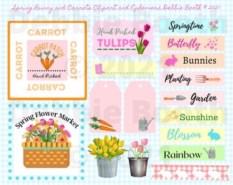 Planner Printable - Spring Words, Labels, Tags, Ephemera Scrapbook