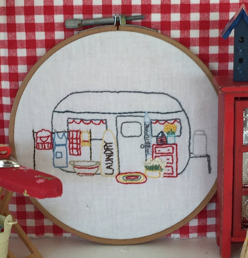 Embroidery May Vintage Camper Trailer Immediate Download PDF Pattern Monthly Series image 3