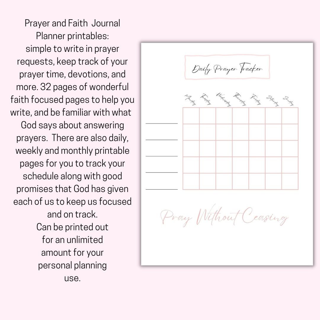 Prayer & Faith Journal Printable | Devotional Planner (A4, A5, Letter ...