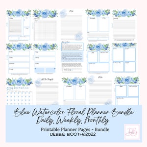 Floral Planner Printable Daily Weekly Monthly Habit Tracker To Do Schedule
