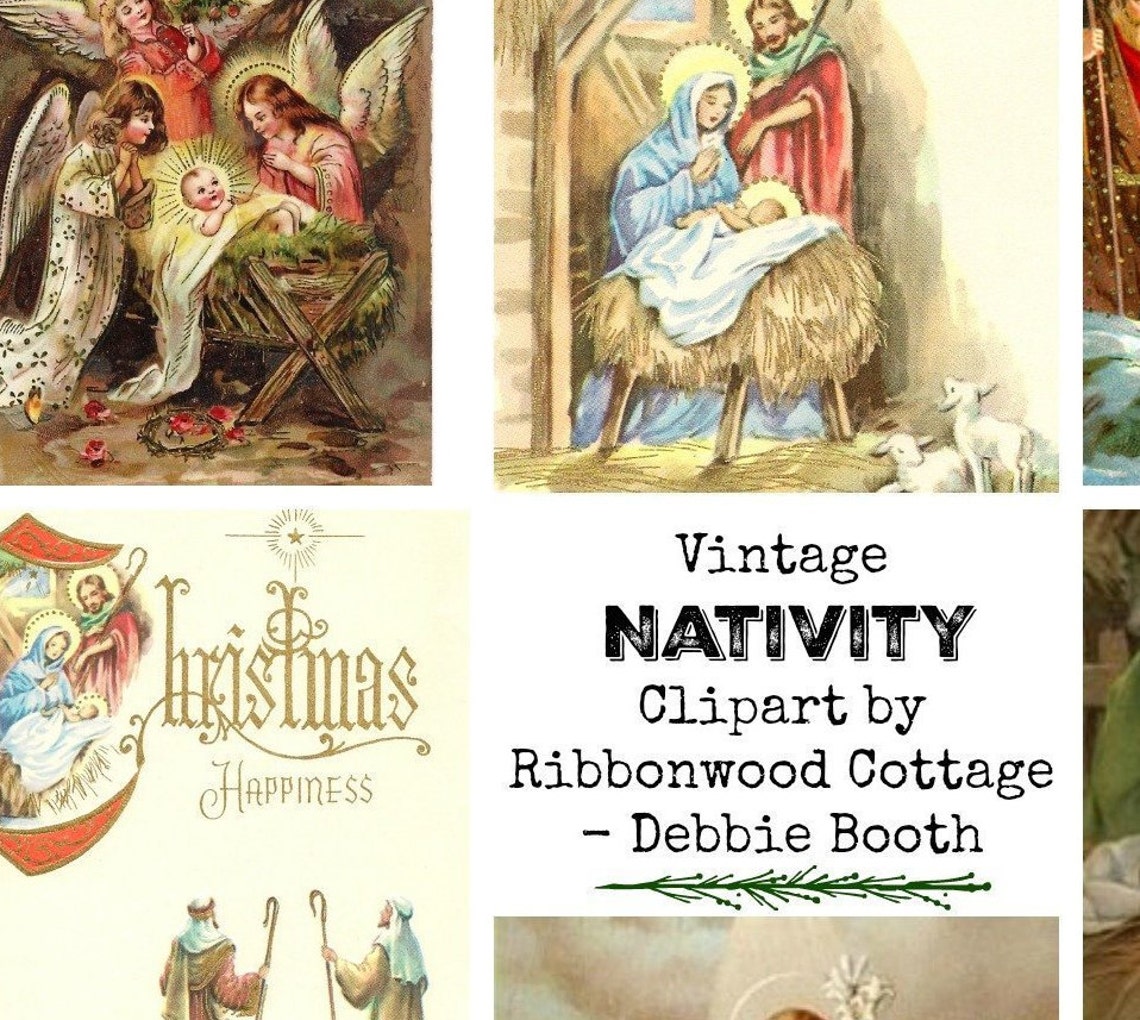 Christmas Vintage Nativity Clipart Immediate Download Print | Etsy