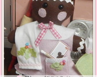 Sewing Pattern Gingerbread Cookie Felt Doll and Accessories - PDF Sewing Pattern