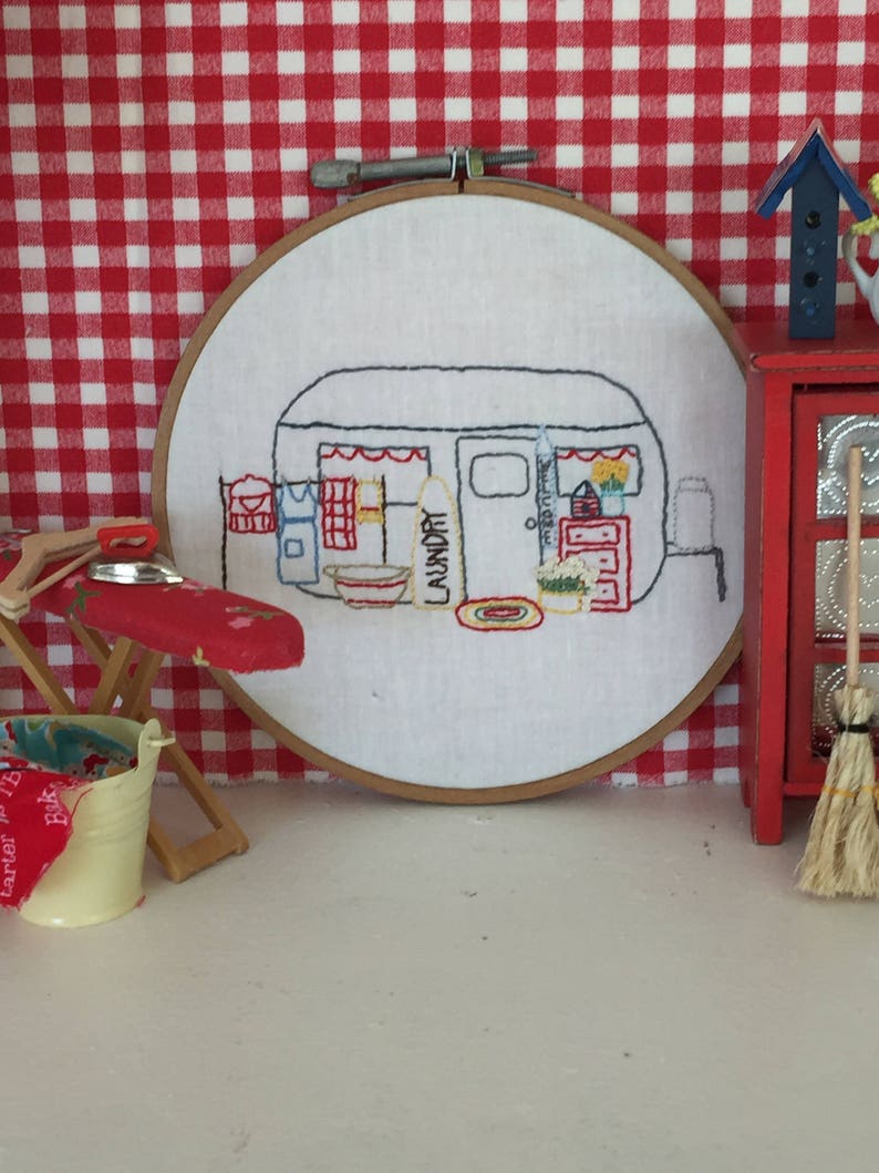 Embroidery May Vintage Camper Trailer Immediate Download PDF Pattern Monthly Series image 2
