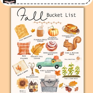 Liste de seaux de style campagnard d'automne | Clipart automne | Imprimable d'automne | Téléchargement | PDF