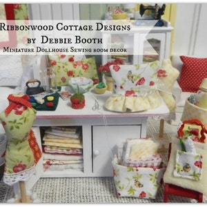 Sewing Pattern Miniature Dollhouse Sewing Room, Instant Download -Dollhouse Scale pattern
