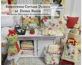 Sewing Pattern Miniature Dollhouse Sewing Room, Instant Download -Dollhouse Scale pattern