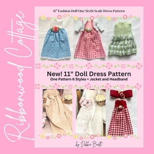 Sewing Pattern New Doll Dress & Jacket, Headband | 11&quot; Scale Fashion Doll Size Dress Pattern | Printable