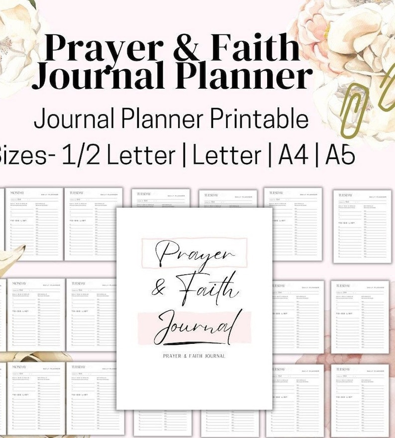 Prayer & Faith Journal Printable | Devotional Planner (A4, A5, Letter ...